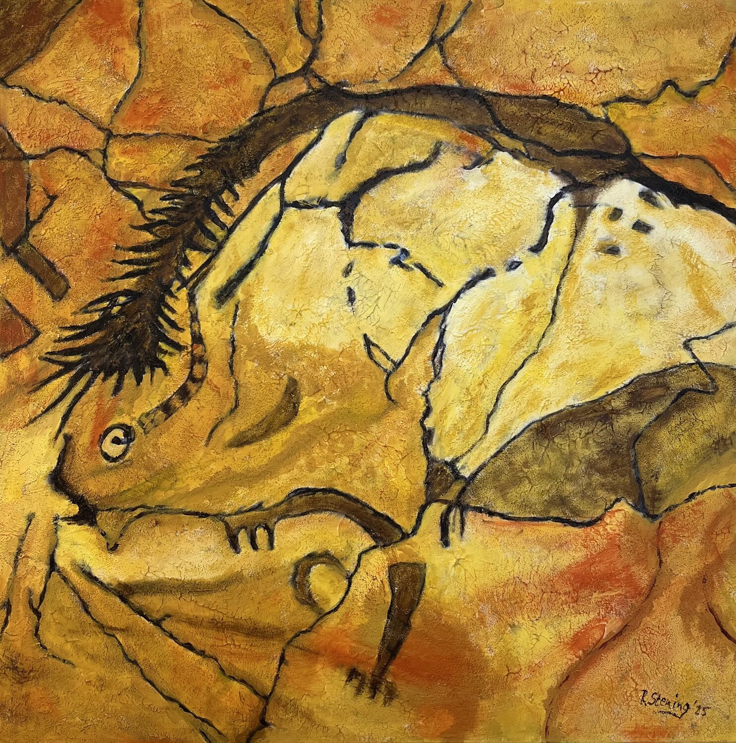 Grüße aus der Höhle 6 Reiner Stening Originalgemälde zu verkaufen