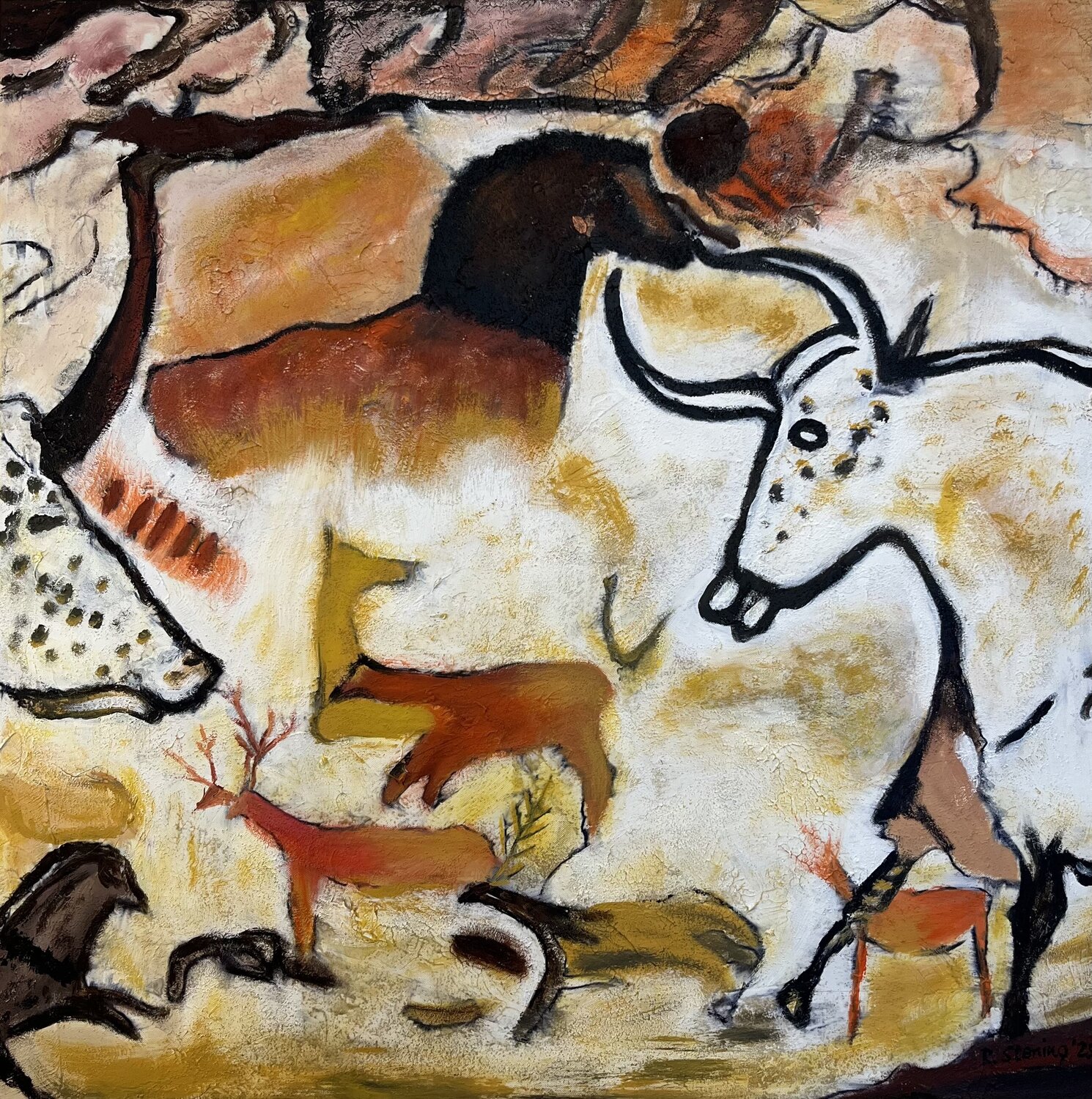 Grüße aus der Höhle 7 Reiner Stening Originalgemälde zu verkaufen