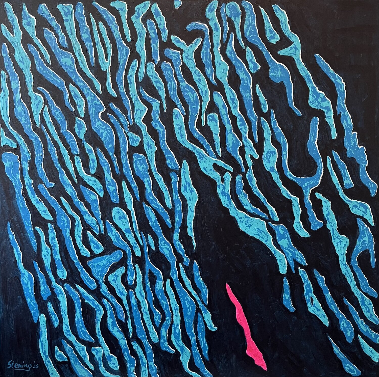 „Bewegung in Pink und Blau“ Reiner Stening Dipinto originale in vendita