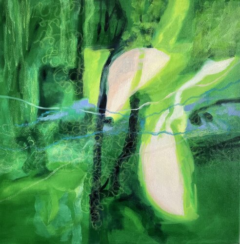 GREEN EYES Seelenstücke sattes grün di Sabine Hemming, Pittura in vendita su Singulart