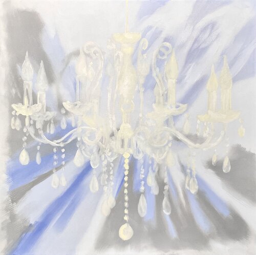 CHANDELIER weiß-hellblau di Sabine Hemming, Pittura in vendita su Singulart