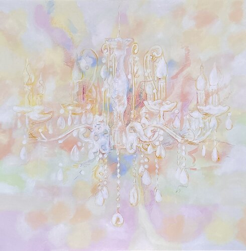 CHANDELIER "Luxury pastel extra 1" von Sabine Hemming, Malerei kaufen auf Singulart