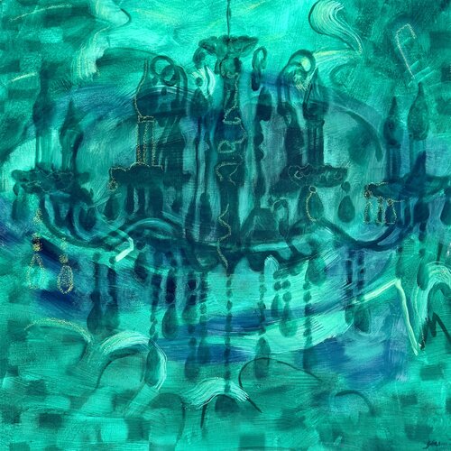 CHANDELIER grün blau di Sabine Hemming, Pittura in vendita su Singulart