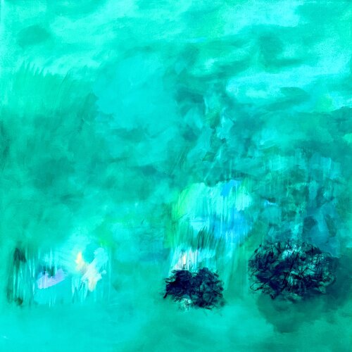 GREEN EYES blossom yellow di Sabine Hemming, Pittura in vendita su Singulart