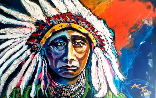 Häuptling by Johann Acher, Painting for Sale on Singulart