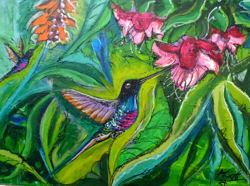 Kolibri - kleine Flugkünstler von Johann Acher, Malerei kaufen auf Singulart