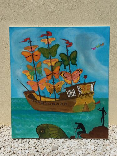 Barco de mariposas von Francisco Serrano García, Malerei kaufen auf Singulart