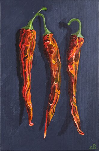I Peperoncini Secchi von Cinzia Beretta, Malerei kaufen auf Singulart