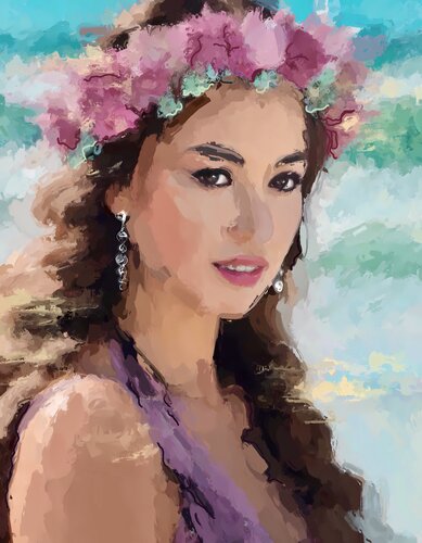 Spring, woman portrait, original painting von Marina Fedorova, Malerei kaufen auf Singulart