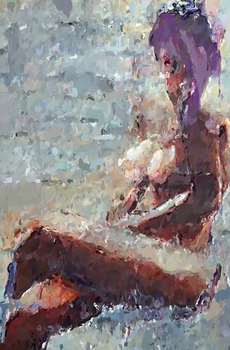 Romantic night and woman van Marina Fedorova, Schilderij te koop op Singulart