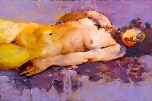 PURPLE DREAM, WOMAN ON SUN van Marina Fedorova, Schilderij te koop op Singulart