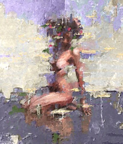 Purple wind ,woman portrait van Marina Fedorova, Schilderij te koop op Singulart