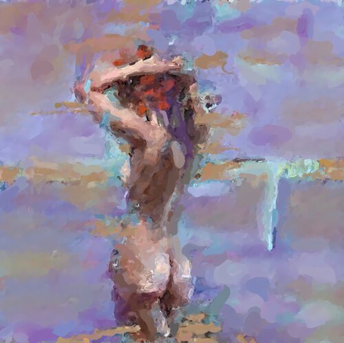A WOMAN IN PURPLE COLOURS von Marina Fedorova, Malerei kaufen auf Singulart