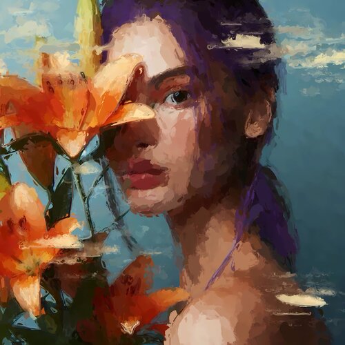 I LOVE THE WORLD IN FLOWERS von Marina Fedorova, Malerei kaufen auf Singulart