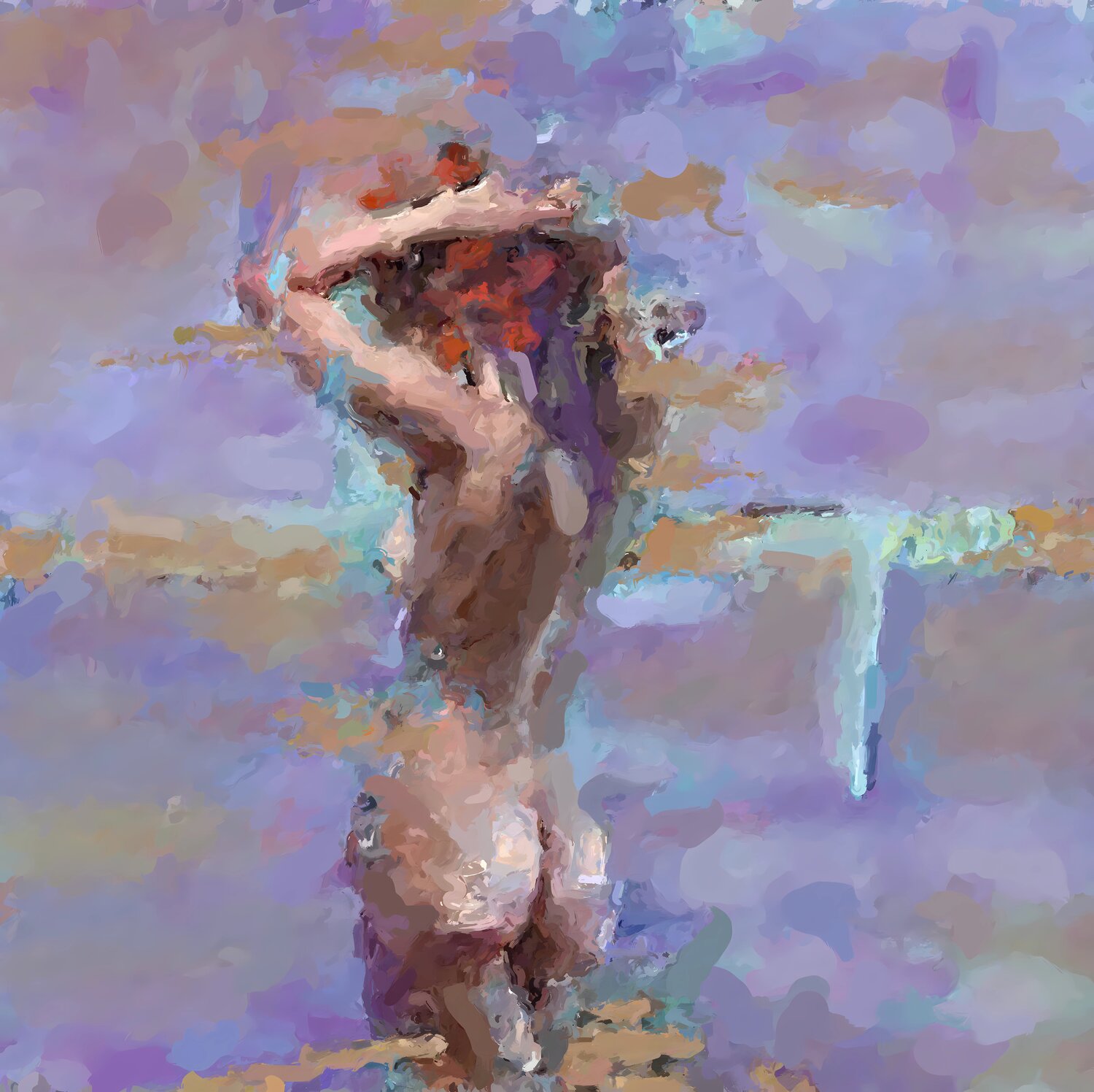 A woman in purple colour Marina Fedorova Druck zu verkaufen