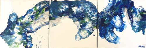 Pouring Weiß Blau di Luisa Katharina Marschner, Pittura in vendita su Singulart