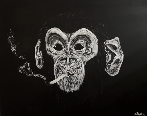 Rauchender Affe di Luisa Katharina Marschner, Disegno in vendita su Singulart