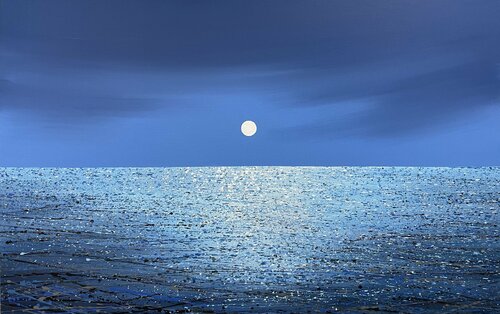 Moonlit night at sea van Ivan Didovodiuk, Schilderij te koop op Singulart