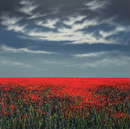 Poppy field at night 3 di Ivan Didovodiuk, Pittura in vendita su Singulart