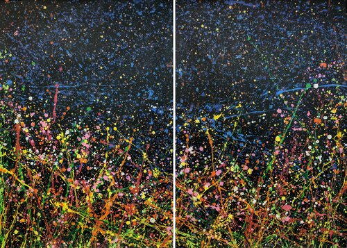 Starry sky in the field (diptych) van Ivan Didovodiuk, Schilderij te koop op Singulart