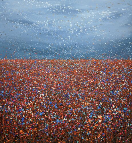 Rain on the red field di Ivan Didovodiuk, Pittura in vendita su Singulart