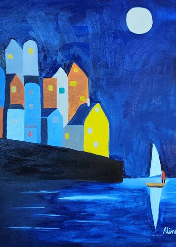 Vela di luna by Aline De Souza Lopes, Painting for Sale on Singulart