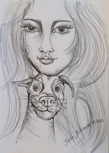 Mein Freud van Jasna Milosavac, Tekening te koop op Singulart
