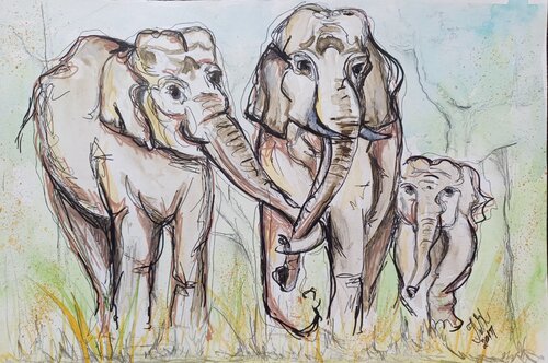 Happy family von Jasna Milosavac, Zeichnungen kaufen auf Singulart