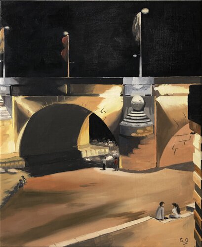 En sortant de la guinguette by Sophie Cousineau, 油畫 for Sale on Singulart