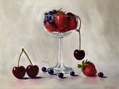 Delicious fruits in glass von Petra Gruiters, Malerei kaufen auf Singulart