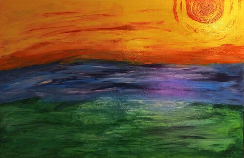 Grass, River, Sky -3 van An Hata Gorm, Schilderij te koop op Singulart