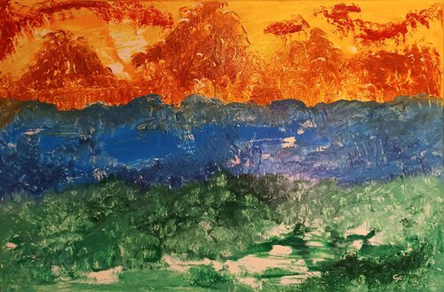 Grass, River, Sky -1 van An Hata Gorm, Schilderij te koop op Singulart