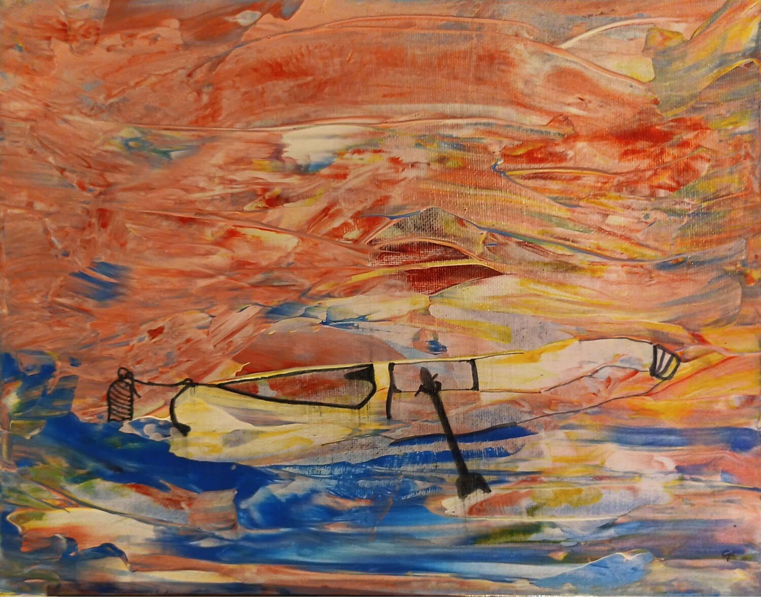 Yellow Canoe at a Surreal Sunset An Hata Gorm