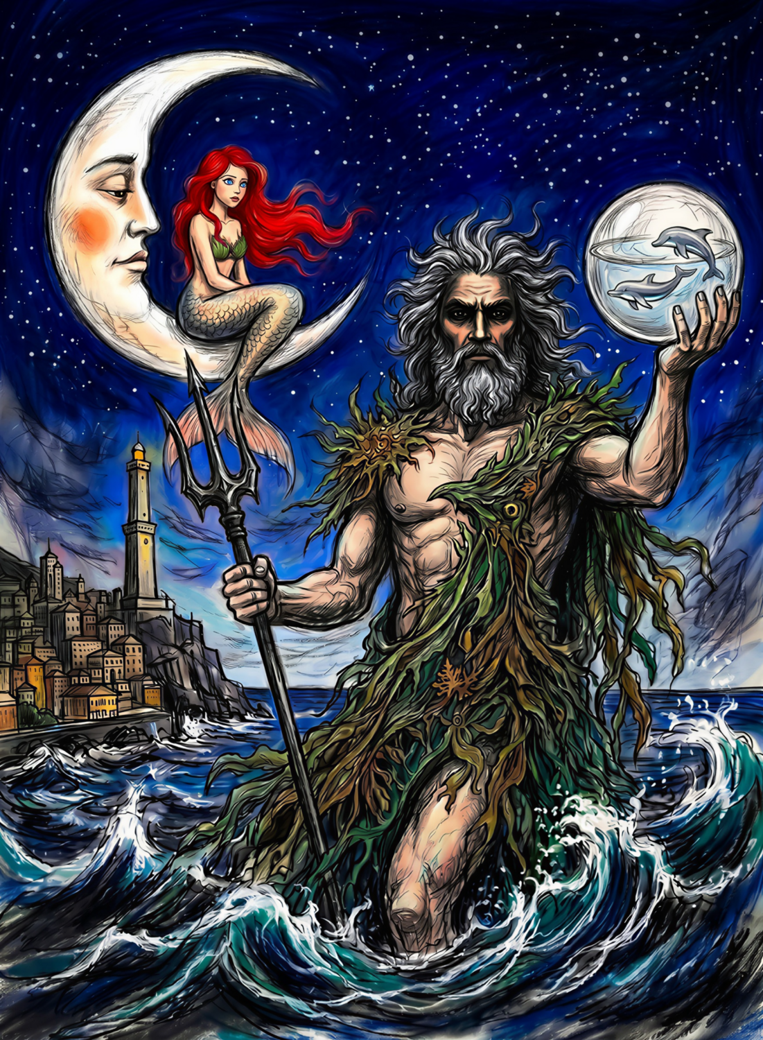 The Man and the Moon Michele Gaetano Calamita Digital zu verkaufen