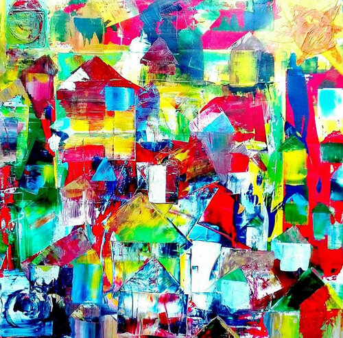 Dorfspaziergang van Ralf Strauß, Schilderij te koop op Singulart