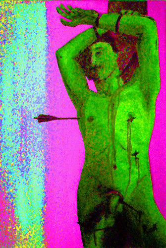 Die neuen Leiden des heiligen Sebastian - Popart von Ralf Strauß, Druck kaufen auf Singulart