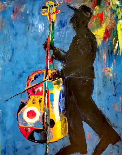 Cellospieler by Ralf Strauß, 油畫 for Sale on Singulart