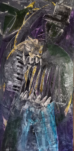 Erinnerung an Akkordeonspieler by Ralf Strauß, 油畫 for Sale on Singulart