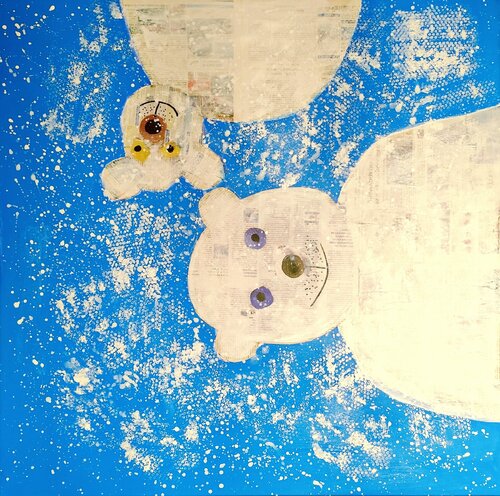 Eisbären im Schneechaos by Ralf Strauß, 油畫 for Sale on Singulart
