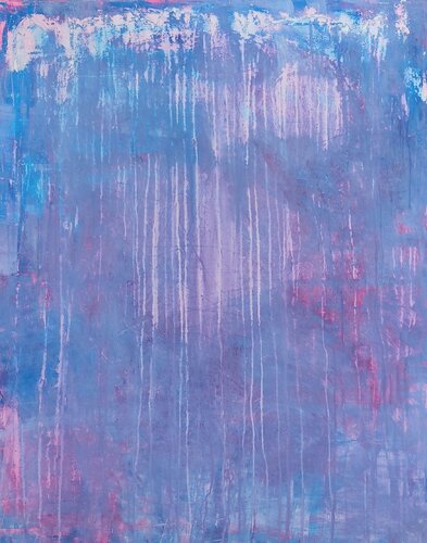 blaulila Regen am Fenster van Ralf Strauß, Schilderij te koop op Singulart