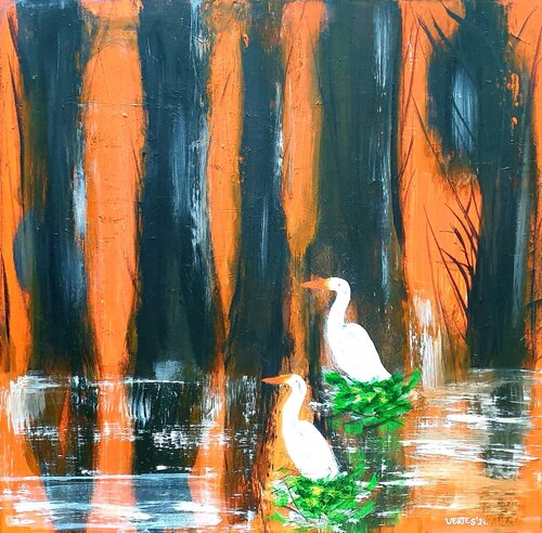 Herons by Eva Vertes, Painting for Sale on Singulart
