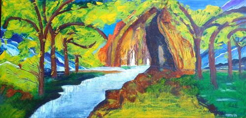 Cave in the mountains von Eva Vertes, Malerei kaufen auf Singulart