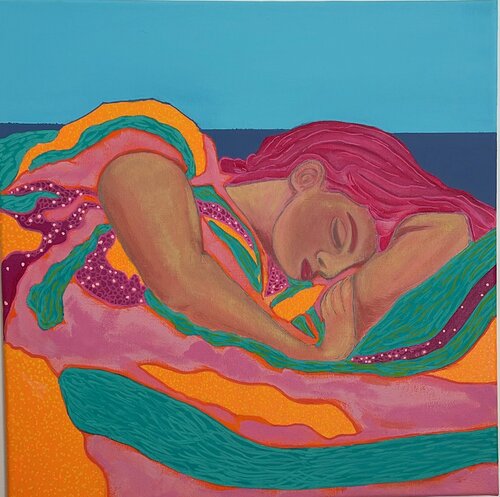 SLEEPING ON THE BEACH van Imane Dejardin, Schilderij te koop op Singulart