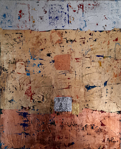 Structure et texture or, argent et cuivre by Alexandre Pons, Painting for Sale on Singulart