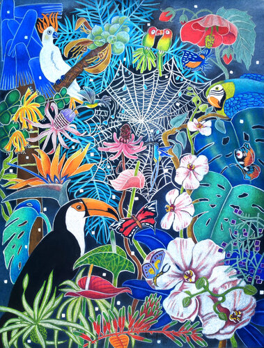 Tropischer Garten di Ewa Jablonski, Opera su carta in vendita su Singulart