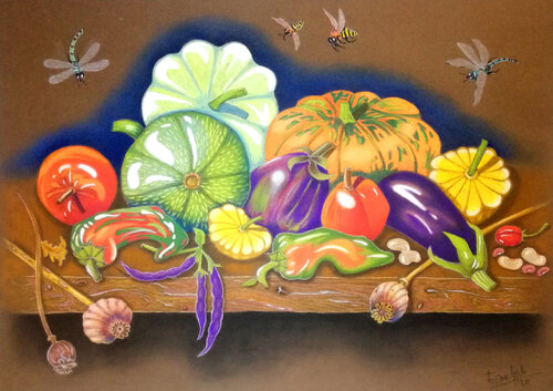 Stillleben mit Kürbisse by Ewa Jablonski, Work on Paper for Sale on Singulart