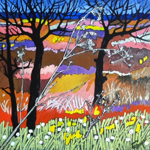 Bunte Wiesen von Ewa Jablonski, Malerei kaufen auf Singulart