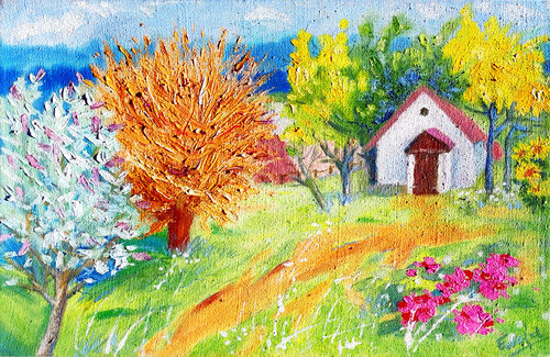 Herbstgarten di Ewa Jablonski, Pittura in vendita su Singulart