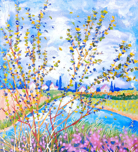 Landschaft mit einem wilden Teich von Ewa Jablonski, Malerei kaufen auf Singulart