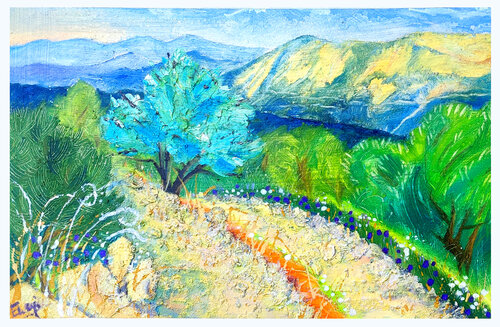 Weg in den Bergen di Ewa Jablonski, Pittura in vendita su Singulart